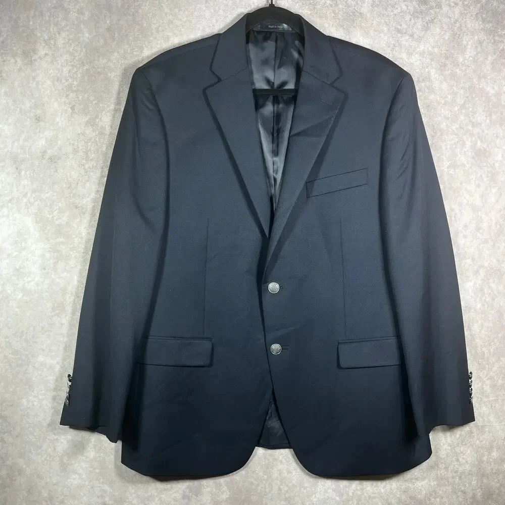 MICHAEL Michael Kors Blazer Mens 42S Navy Blue Wool Blend Two-Button Lined